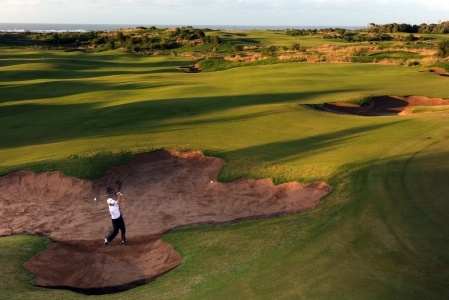 Une sortie de bunker sur le golf d'El Jadida Royal.